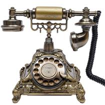 Telefone Vintage Kreiaoer com Disco Rotativo e Fio, Bronze Telefone Vintage Kreiaoer com Disco Rotativo e Fio, Bronze