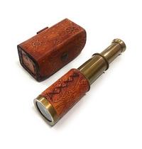 Telescope ARTIZANSTORE Brass Pirate Spyglass de 15 cm com estojo de couro