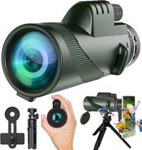 Telescópio monocular 80x100 de alta potência para adultos para smartphone, adaptador, telescópio, caça, vida selvagem, observação de pássaros, viagens, acampamento, caminhada, verde