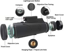 Telescópio Monocular HD 12x50 à Prova D'Água com Visão Noturna, Bússola e Tripé - Ideal para Camping, Caça e Observação de Pássaros