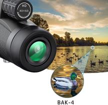 Telescópio Monocular, Telescópio de Alta Potência HD 40x60 Monocular com suporte de smartphone e tripé para observação de aves de caminhada,(preto)