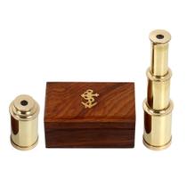 Telescópio portátil de latão náutico de 6 polegadas com caixa de madeira