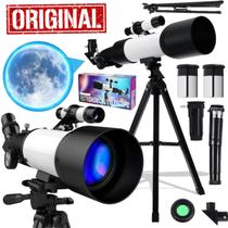 Telescópio Profissional Astronômico Terrestre Refrator Azimutal Tripé Alumínio Luneta Barlow Visão Noturna Lua Planetas