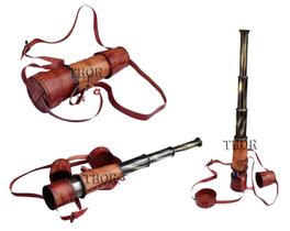 Telescópio THOR INSTRUMENTS 46 cm de Latão com Estojo de Couro Estilo Espião Telescópio THOR INSTRUMENTS 46 cm de Latão com Estojo de Couro Estilo Espião