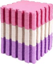 Telhas de piso de espuma BalanceFrom Puzzle Play Mat 36 peças rosa/roxo/bege Telhas de piso de espuma BalanceFrom Puzzle Play Mat 36 peças rosa/roxo/bege