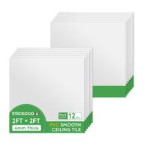 Telhas de teto STICKGOO Smooth PVC 60x60cm impermeáveis, pacote com 12