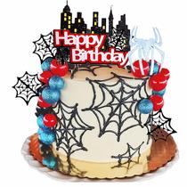 Tema Cake Topper Qoadwem Spider com teia de aranha e bolas Tema Cake Topper Qoadwem Spider com teia de aranha e bolas