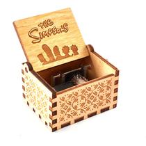 Tema de anime com manivela manual Music Box Simpsons Wood