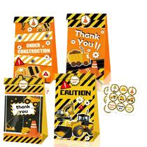 Tema de construção de sacolas de presente para festa infantil, 12 unidades