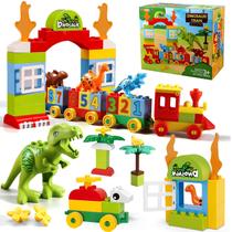 Tema de dinossauro Toy Conejo Building Blocks com trem e T-rex