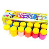 Têmpera Guache Escolar 12 Cores 15ml Pintura Infantil