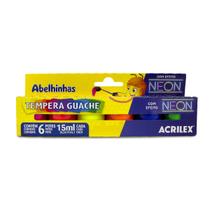 Tempera Guache Neon 06 Cores 15ml Acrilex - 01006