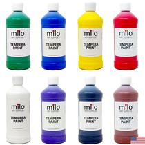 Tempera Paint milo 8 cores, garrafas de 473 ml, laváveis para crianças