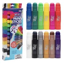Têmpera Paint Sticks Idiy, pacote com 12 cores metálicas vibrantes
