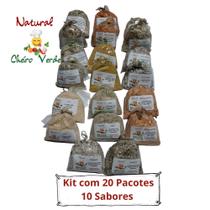 Tempero natural pronto desidratado Natural Cheiro Verde. KIT 20 Pacotes e 10 Sabores