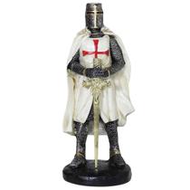 Templário Guerreiro Cruz Vermelha Estátua Medieval Resina Templário Guerreiro Cruz Vermelha Estátua Medieval Resina