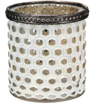 TEMPLE CASTIÇAL 8x7x7cm METAL BRANCO