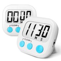 Temporizador de Cozinha AOUCE 2 Unidades com Alarme Alto e Base Magnética Branco Temporizador de Cozinha AOUCE 2 Unidades com Alarme Alto e Base Magnética Branco