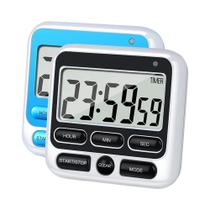 Temporizador de Cozinha Digital com Display LCD Silencioso - Alarme Alto - Relógio 24 Horas