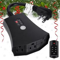 Temporizador de luzes externas à prova d'água com controle remoto de 3 tomadas Minetom