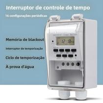 Temporizador Digital À Prova d'Água 220V 30A Programável Para 7 Dias Com Bloqueio Por Botão