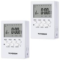 Temporizador digital programável VIVOSUN de 7 dias com tomada dupla, pacote com 2 unidades