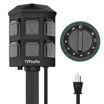Temporizador externo Tiffcofio, 6 tomadas, cabo de 1,8 m, à prova d'água