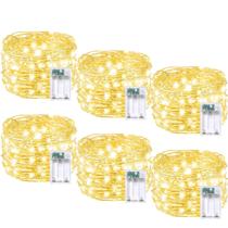 Temporizador String Lights BOSSERN, pacote com 6, 20 pés e 60 LED, branco quente Temporizador String Lights BOSSERN, pacote com 6, 20 pés e 60 LED, branco quente