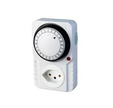 Temporizador Timer Analógico com Plugue e Tomada Elétrica 24H - BIVOLT Branco - EXATRON