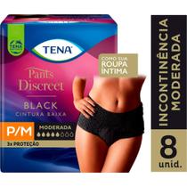TENA PANTS DISCREET BLACK-8 UNIDADES- calçinha feminina