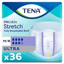 TENA Stretch Ultra Descartável Unissex Adulto Incontinência Briefs, Médio, 36 Contagem, 2 Packs, 72 Total