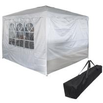 Tenda Articulada Gazebo Barraca Praia Piscina Chácara 3x3M 2 Parede Dobrável Bolsa Transporte Branco