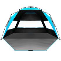 Tenda de praia OutdoorMaster com abrigo Blackout para 4 pessoas azul
