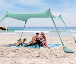 Tenda de praia SUN NINJA Pop Up Sun Shelter UPF50+ verde 10x10 pés Tenda de praia SUN NINJA Pop Up Sun Shelter UPF50+ verde 10x10 pés