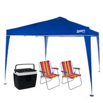 Tenda Dobrável Em Alumínio 3 X 3 Articulado com Caixa termica e 2 cadeiras de Praia