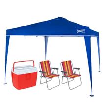 Tenda Dobrável Em Alumínio 3 X 3 Articulado com Caixa termica e 2 cadeiras de Praia