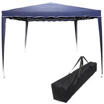 Tenda Gazebo Articulada 3x3 m Barraca Praia Camping Sanfonada Dobrável Azul Alumíno com Bolsa