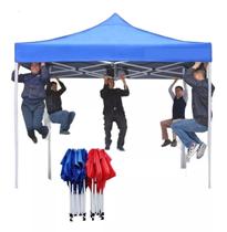 Tenda Gazebo Azul 3x3 Sanfonada Em Aço Reforçado Praia