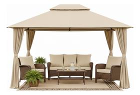Tenda Gazebo Quadrada 3x3 Aco E Poliester Premium - Ventura Bege