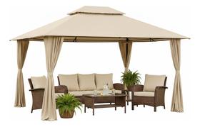 Tenda Gazebo Retangular 4x3 Aco E Poliester Deluxe - Malibu Bege Tenda Gazebo Retangular 4x3 Aco E Poliester Deluxe - Malibu Bege