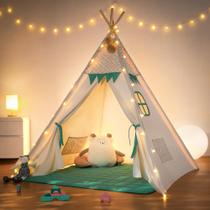 Tenda infantil Teepee Besrey dobrável com tapete e luzes 120x150 cm