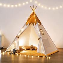 Tenda Teepee Besrey para criança com tapete acolchoado e luzes 100% algodão