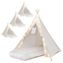 Tenda Teepee, pacote com 4 unidades para crianças, com colchão de ar e cordão de luz WOUDY