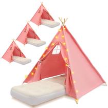 Tenda Teepee, pacote com 4 unidades para crianças, com colchão de ar, rosa claro