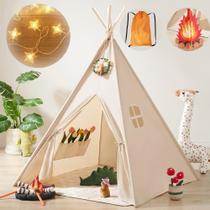 Tenda Teepee Tiny Land Kids com luzes e brinquedo de fogueira