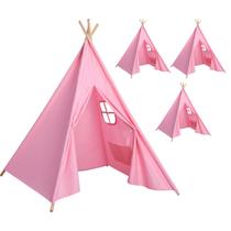 Tenda Teepee Wilwolfer Pink para crianças com luzes e bandeira, pacote com 4