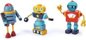 Tender Leaf Toys - Robot Construction - 17 peças De construção de madeira para construir e empilhar 3 robô em variações intermináveis - desenvolve habilidades de resolução de problemas e jogo imaginativo para crianças 3+