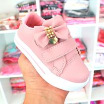 Tênis 2 pontas laço coração infantil criança Menina