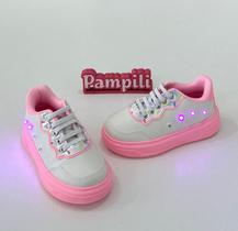 Tênis 25/32 Pampili Com Luz LED E Detalhes Holográficos