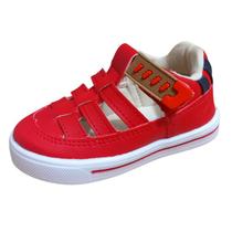Tênis Aberto Infantil Menino Sapatênis Colegial Vermelho Tênis Aberto Infantil Menino Sapatênis Colegial Vermelho